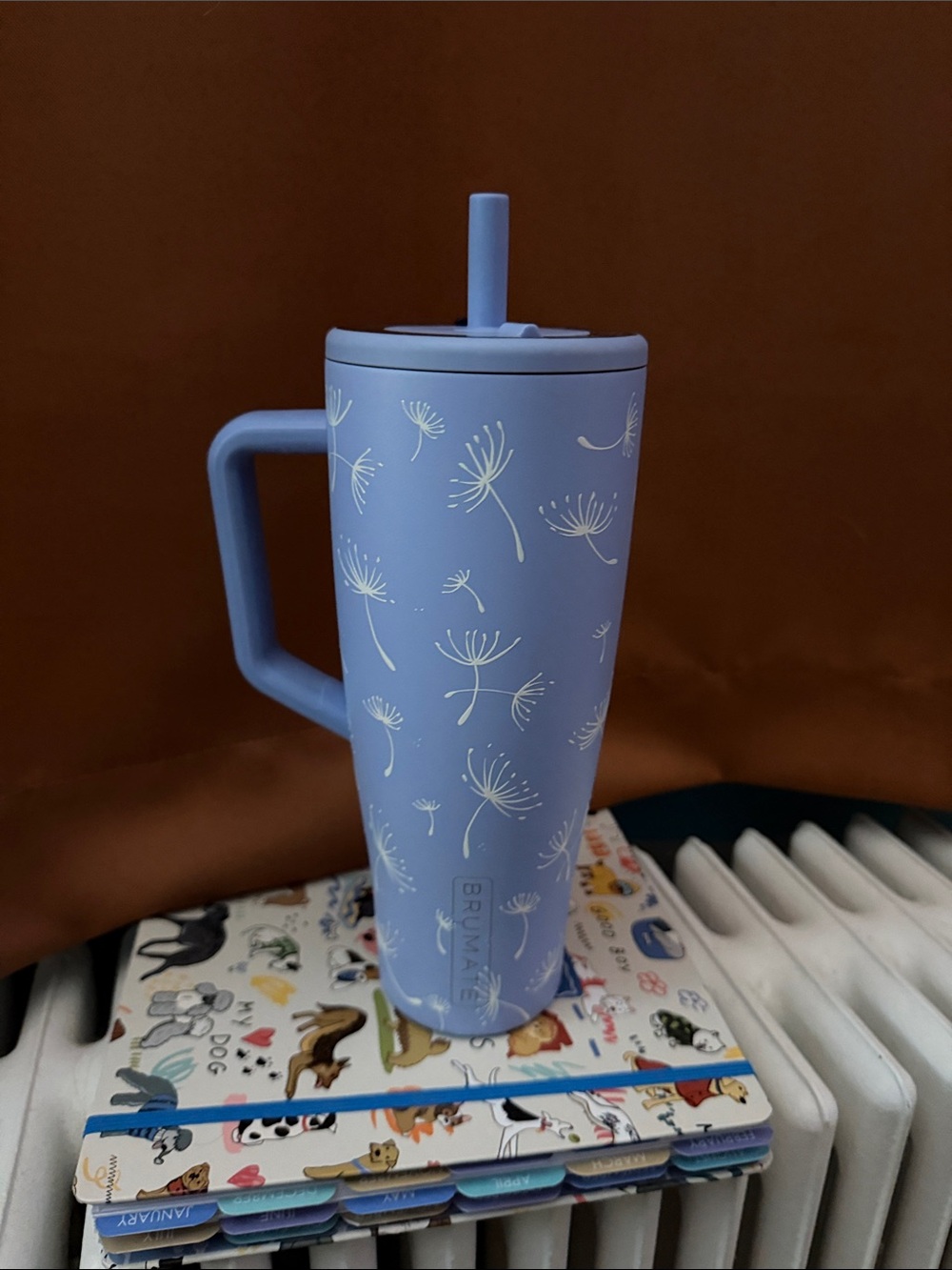 Brumate Blue Dandelion Travel Mug with Straw